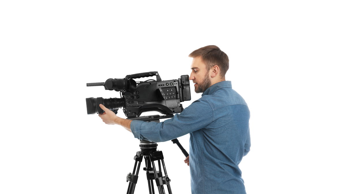 Caméra Vidéo Professionnelle Sur Le Plateau De Tournage Avec Beaucoup De  Câbles